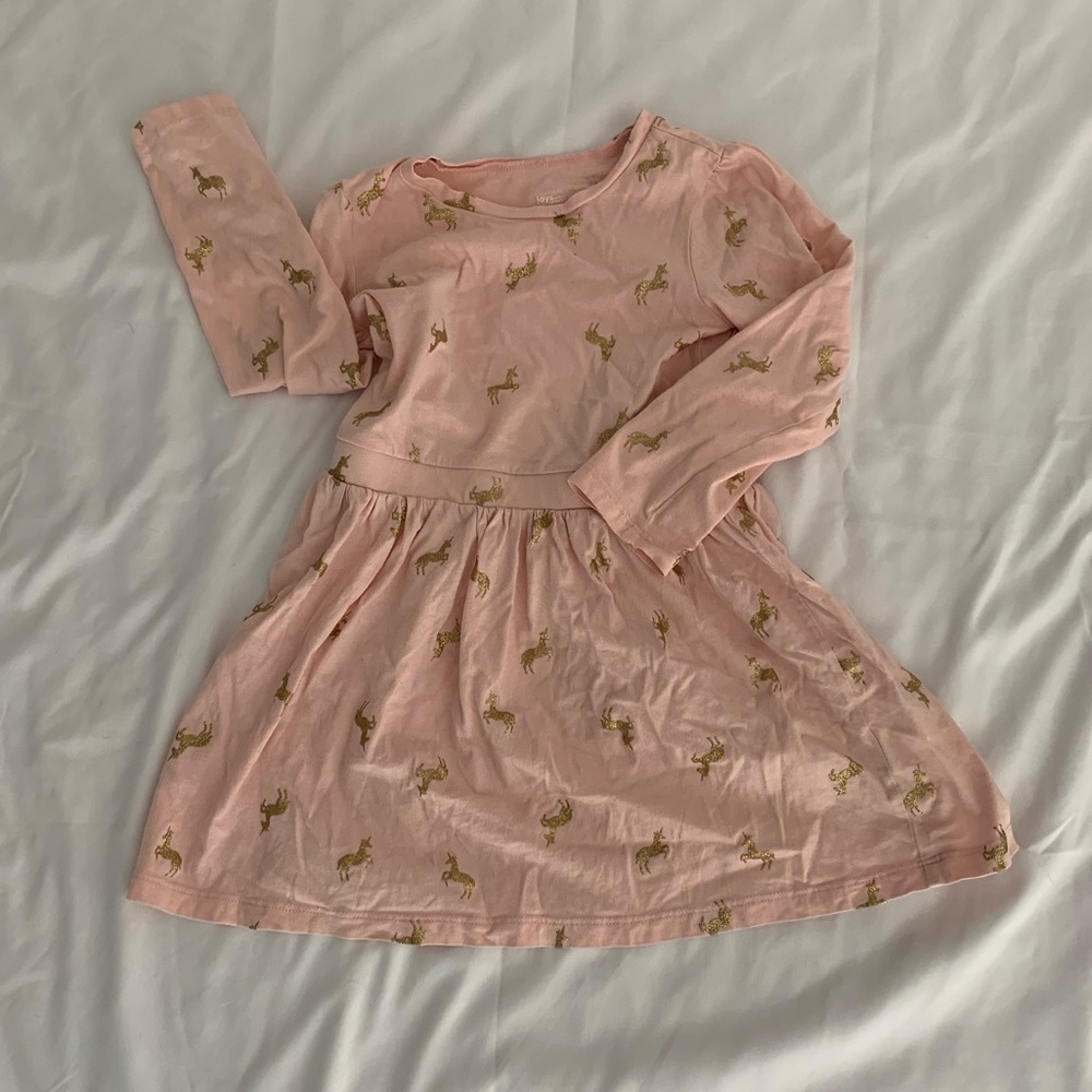 Cute Unicorn Print Pink Dress